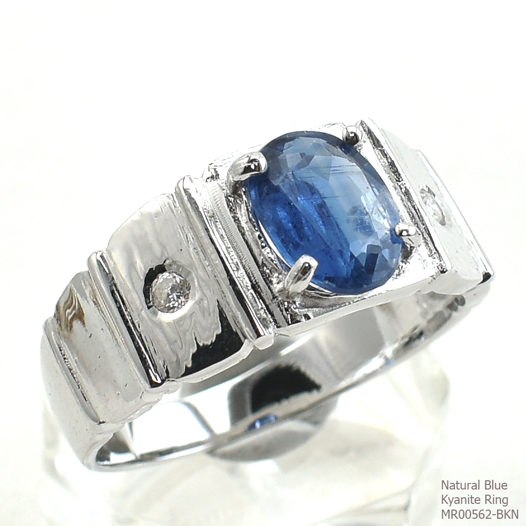 SKJewelryFactory แหวนเงินแท้ 92.5% ฝังพลอยบลูไคยาไนท์แท้ สีสวยล้ายไพลิน MR00562-BKN