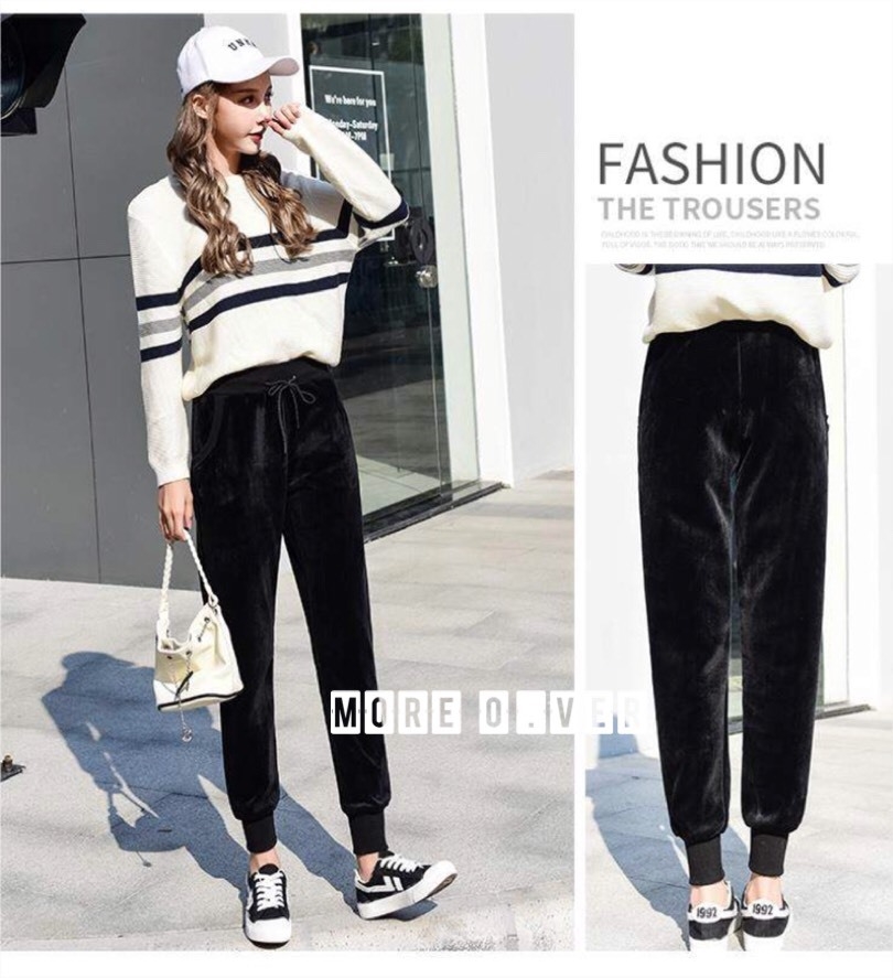 พร้อมส่ง กางเกงวอม ผ้ากำมะหยี่