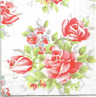 แนวภาพ Cath Kidston ดอกไม้ ช่อดอกกุหลาบวินเทจ เป็นภาพเต็มแผ่น กระดาษแนพกิ้นสำหรับทำงาน เดคูพาจ Decoupage Paper Napkins ขนาด 33X33cm