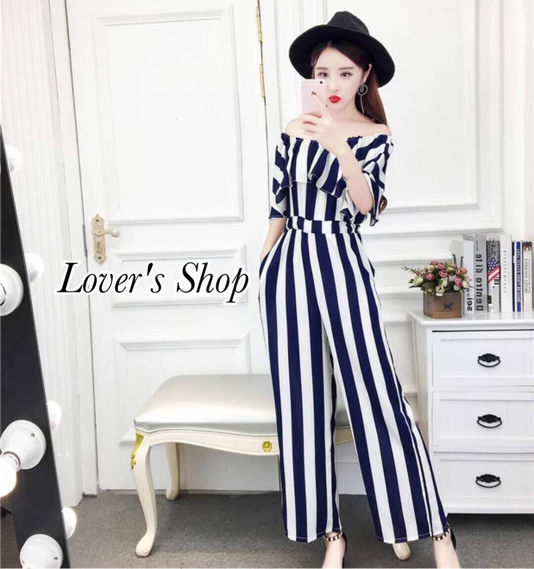 พร้อมส่ง จั้มสูทเปิดไหล่