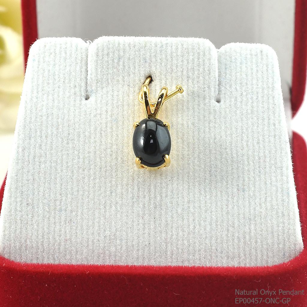 SKJewelryFactory EP00457-ONC-GP จี้เงินแท้92.5% จี้นิลแท้ ฃุบทองหนา 1 ไมครอน