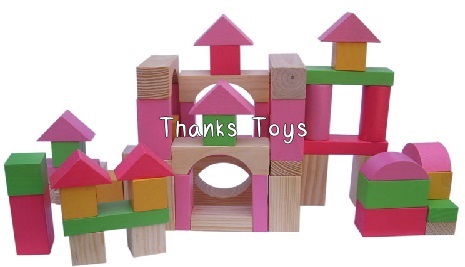 บล็อกไม้ ELC 100 ชิ้น สีชมพู