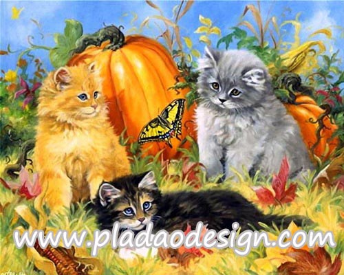 กระดาษสาพิมพ์ลาย สำหรับทำงาน เดคูพาจ Decoupage แนวภาำพ ลูกแมวเปอร์เซีย 3 ตัว 3 สี น่ารักมาก ตัวเท่าฟักทองเอง