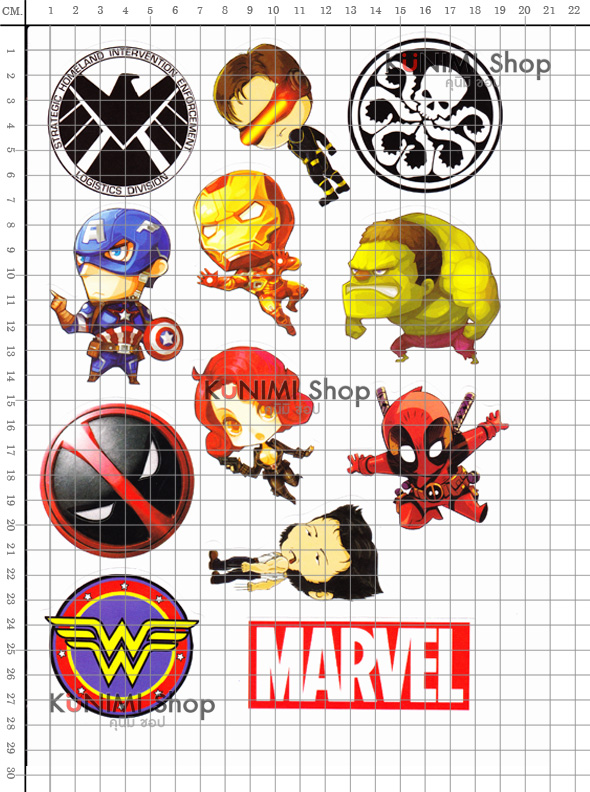 สติกเกอร์ลายการ์ตูน MARVEL ติดรถยนต์ , ติดมอเตอร์ไซต์, ติดจักรยาน, ติดกระเป๋า, ติดของใช้ต่าง, ติดผนัง 