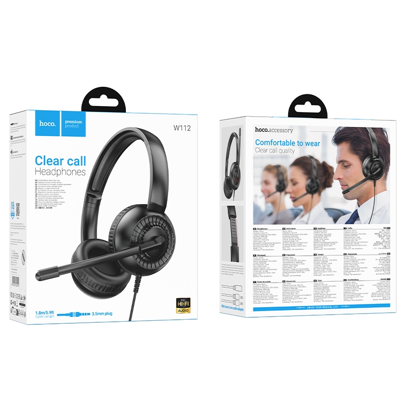 Hoco W112 Pure Headphones หูฟังครอบหู มีไมค์ ฟังเพลงได้ เสียงดี ฟังชัด
