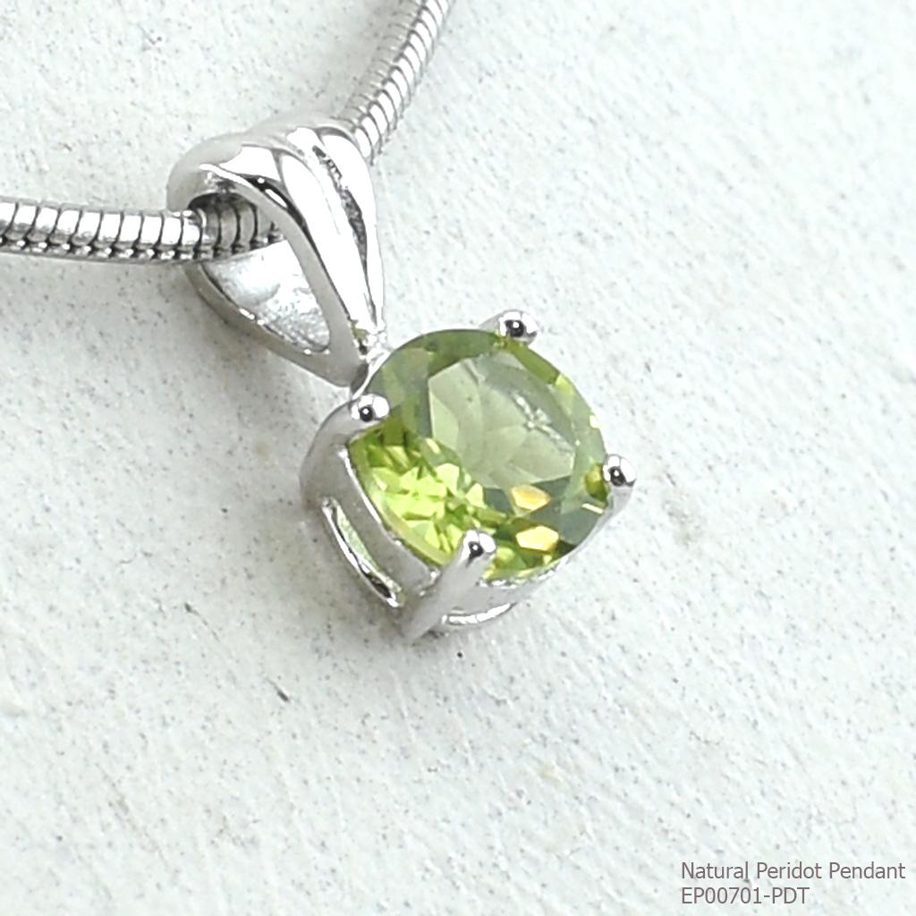 SKJewelryFactory EP00701-PDT จี้เงินแท้92.5% ฝังพลอยเพอริดอทแท้