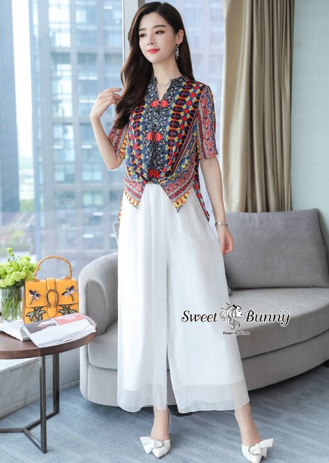 เสื้อผ้าเกาหลี พร้อมส่ง ชุดเซ็ทเสื้อ+กางเกง