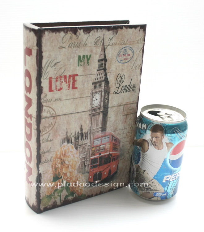 กล่องเก็บของทรงหนังสือแนววินเทจ ขนาดเล็ก S ลาย Love My London