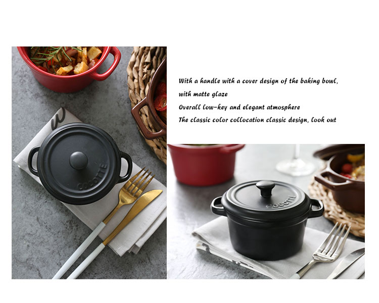 Pre-Order ชามเซรามิคพร้อมฝาครอบ Cocotte มี 3 ขนาด 3 สี