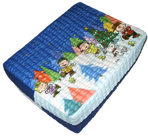 กล่องเก็บของผักตบชวาทรงผืนผ้า แบบฝาครอบ ลาย Peanuts Gang & Snoopy Snow Village
