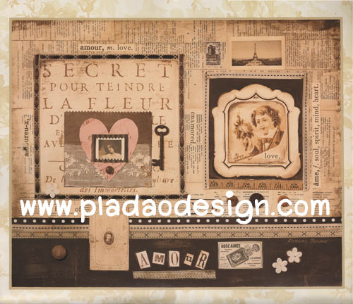 กระดาษสาพิมพ์ลาย สำหรับทำงาน เดคูพาจ Decoupage แนวภาำพ มาดมัวแซล ขึ้นหน้าปกหนังสือพิมพ์แทบลอยด์ สไตล์วินเทจ (ปลาดาวดีไซน์)