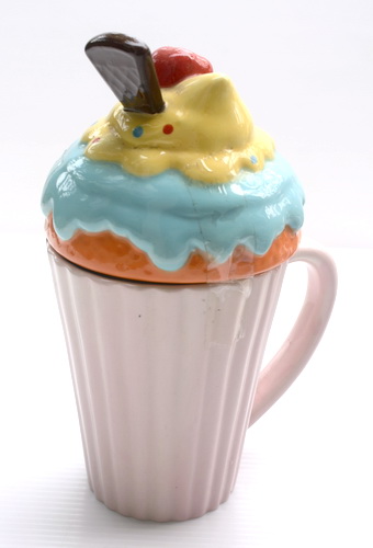 แก้วกาแฟ+ฝาครอบทรงไอศกรีม ถ้วยม่วงอ่อน Windhorse Design