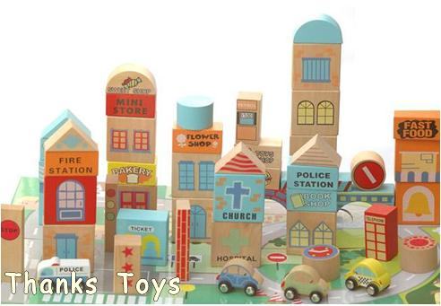 บล็อกไม้สร้างเมือง Tiny Town 50 ชิ้น