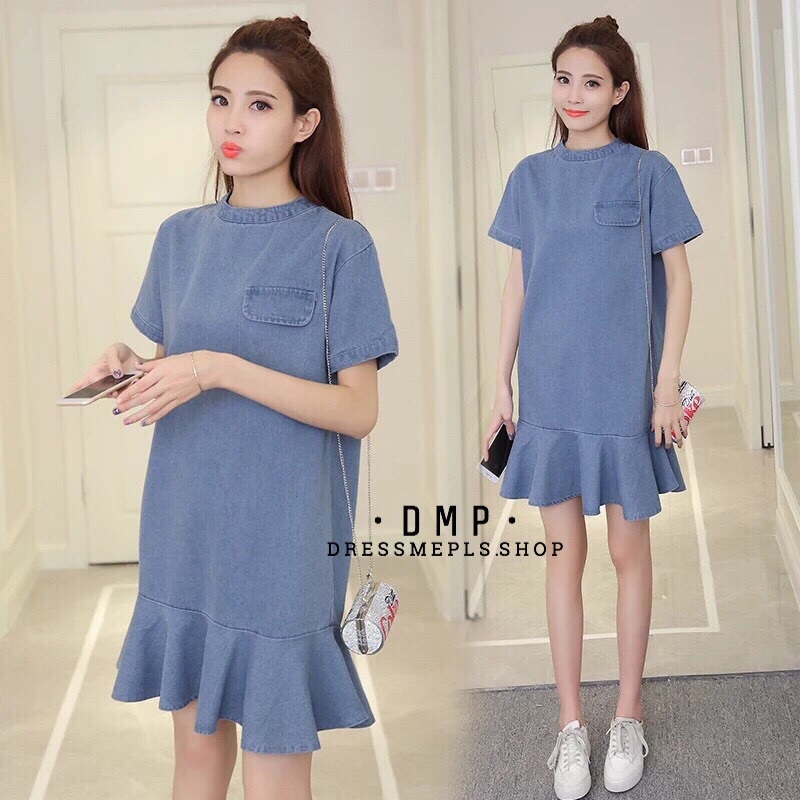 พร้อมส่ง เดรสยีนส์ผ้าเนื้อนิ่ม