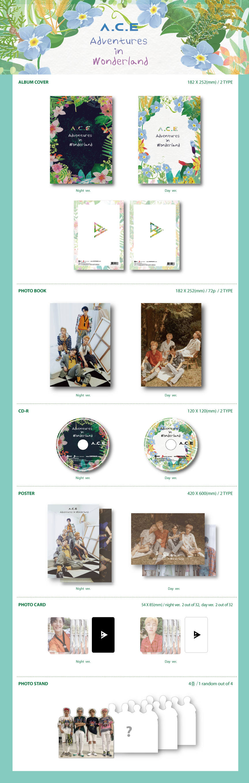 [Pre] A.C.E : 1st Repackage Album - Adventures in Wonderland (Night Ver.) +Poster