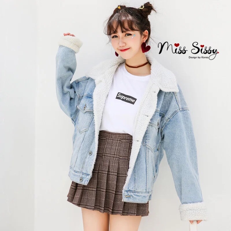 เสื้อเกาหลี พร้อมส่ง แจ๊คเก็ตยีนส์ฟอกเท่ๆ ทรงใหญ่