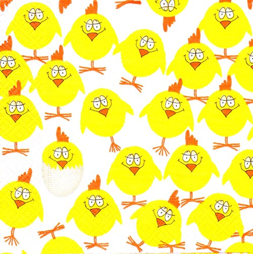 แนวภาพสัตว์ ไก่ การ์ตูน Piep Piep Piep เป็นภาพเต็มแผ่น กระดาษแนพกิ้นสำหรับทำงาน เดคูพาจ Decoupage Paper Napkins ขนาด 33X33cm