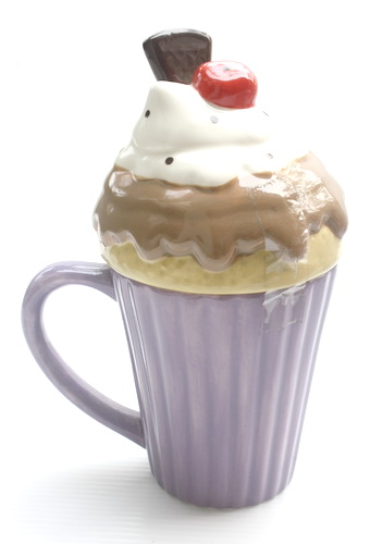 แก้วกาแฟ+ฝาครอบทรงไอศกรีม ถ้วยสีม่วง Windhorse Design