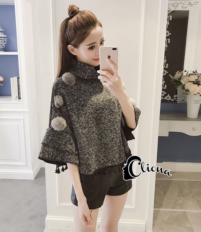 เสื้อเกาหลี พร้อมส่ง เสื้อคลุมไหมพรม ผ้านิ่ม