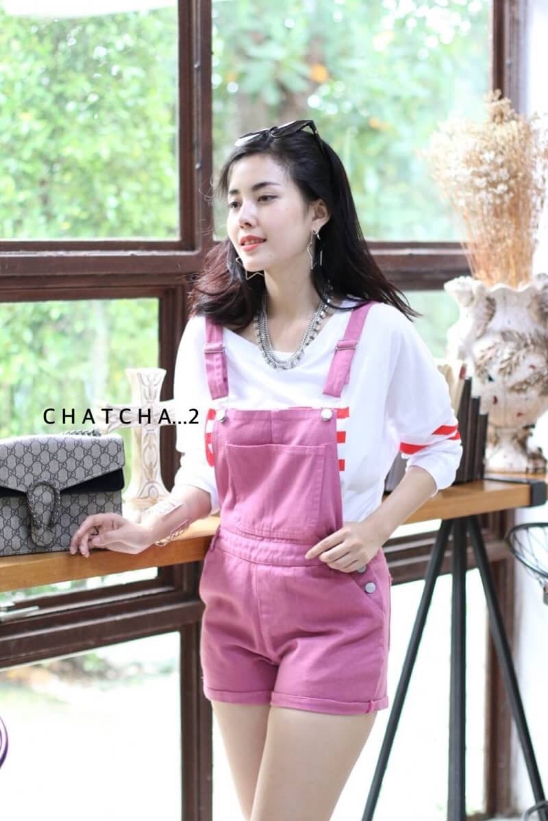 เสื้อผ้าเกาหลี พร้อมส่ง เอี๊ยมยีนส์กับเสื้อยืด