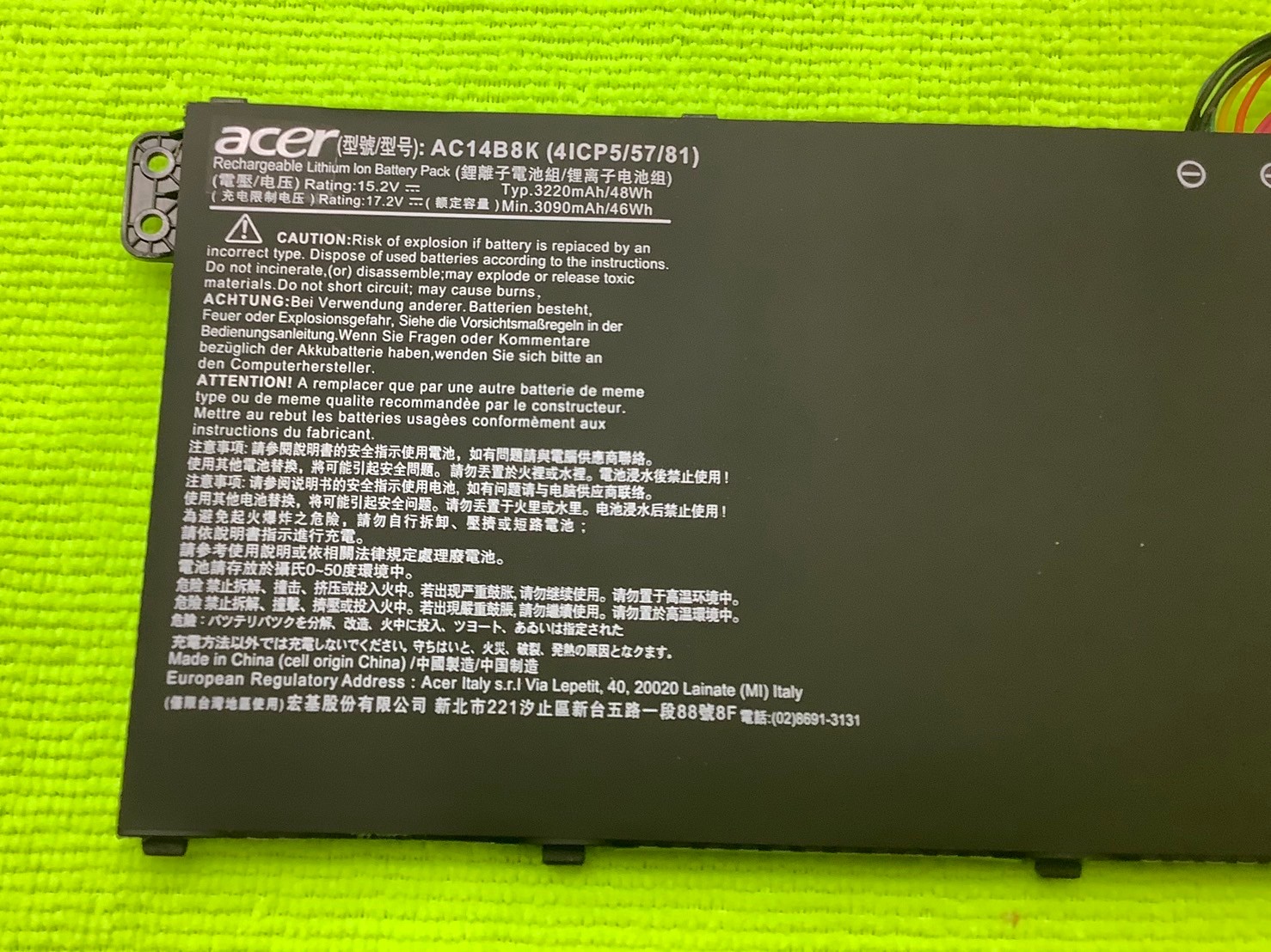Battery notebook Acer AC14B8K (แบตแท้) Nitro AN-515 SP513 Swift 3 Es1-511 SF315-41 SF315-41G SF314-51 SF315-51 SF315-51G SF314-52G