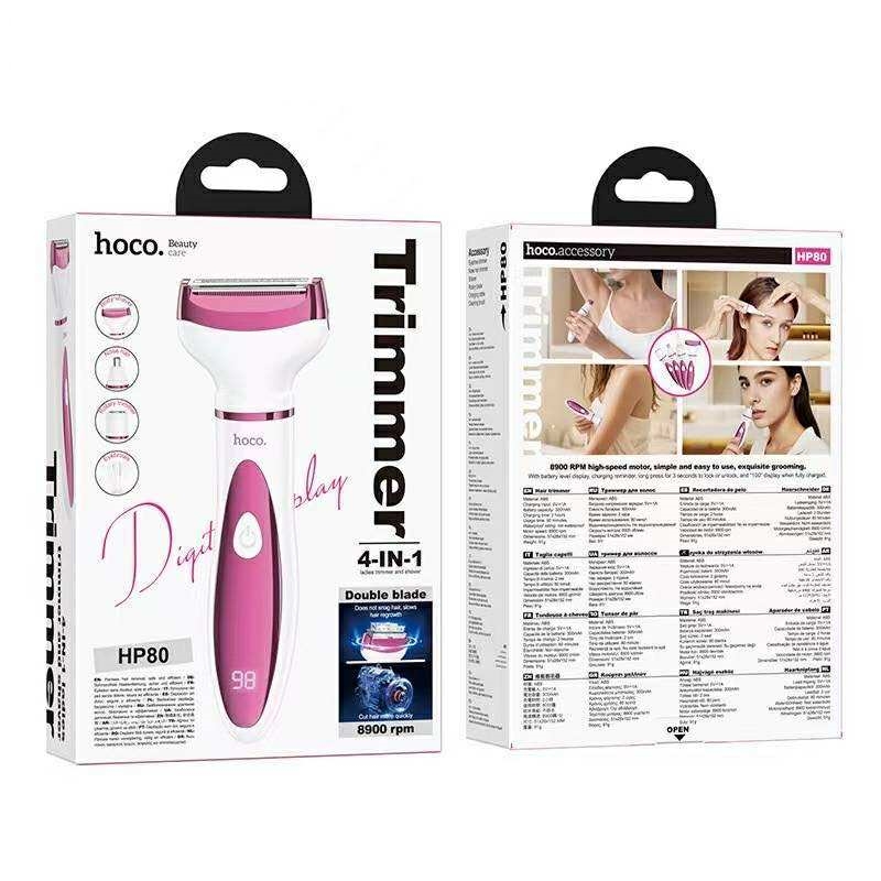 Hoco HP80 4-in-1 Ladies Trimmer Digital Display อุปกรณ์กำจัดขนอเนกประสงค์หน้าจอดิจิตอล