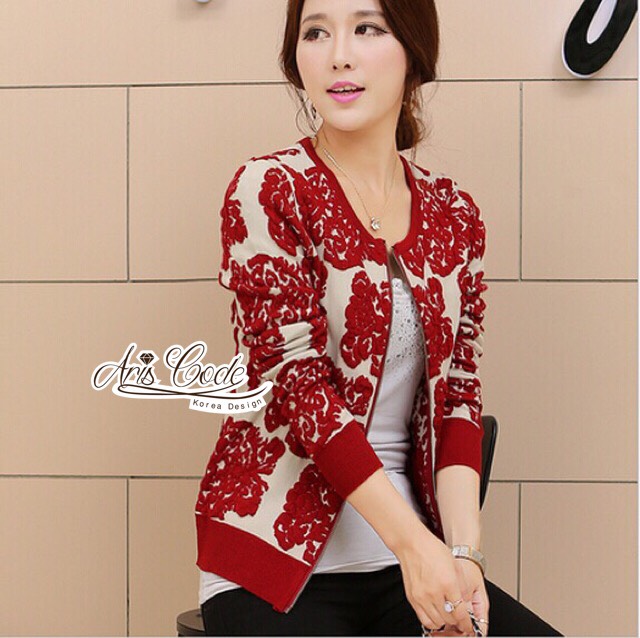 พร้อมส่ง เสื้อแจ็คแกต Retrol ถักลวดลาย
