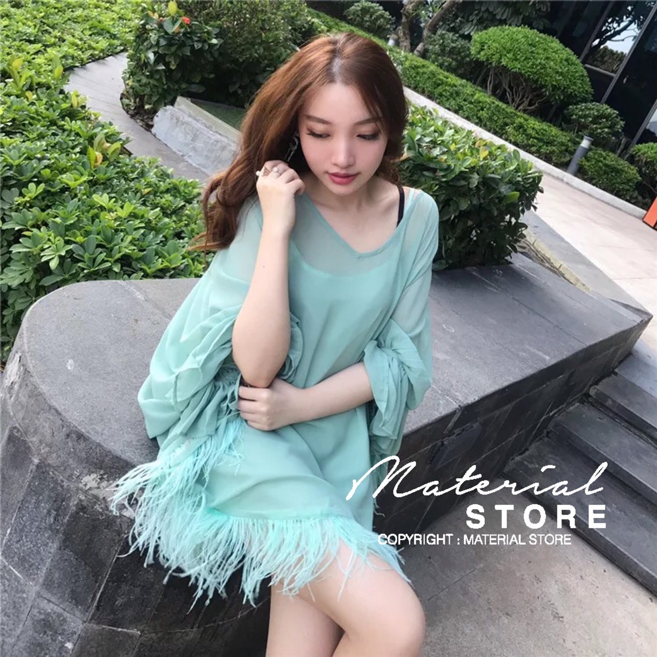 เดรสเกาหลี พร้อมส่ง มินิเดรสเนื้อผ้าชีฟองสีพลาสเทล
