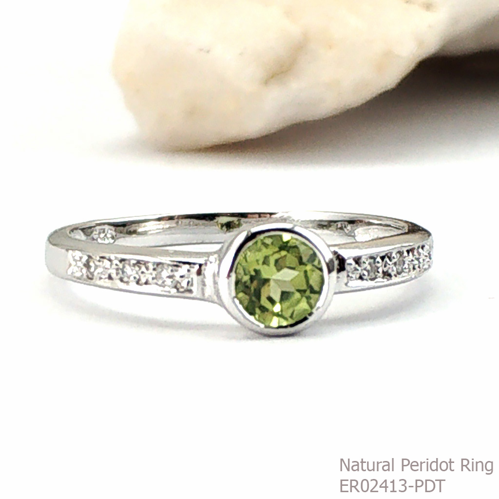SKJewelryfactory แหวนเพอริดอทแท้ พลอยสวยใส ประกายดีเยี่ยม ใส่แล้วน่ารัก ER02413-PDT