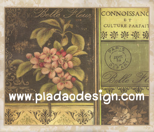 กระดาษสาพิมพ์ลาย สำหรับทำงาน เดคูพาจ Decoupage แนวภาำพ ดอกไม้สีชมพู บนซองจดหมายส่งไปปารีส Paris สไตล์วินเทจ (ปลาดาวดีไซน์)