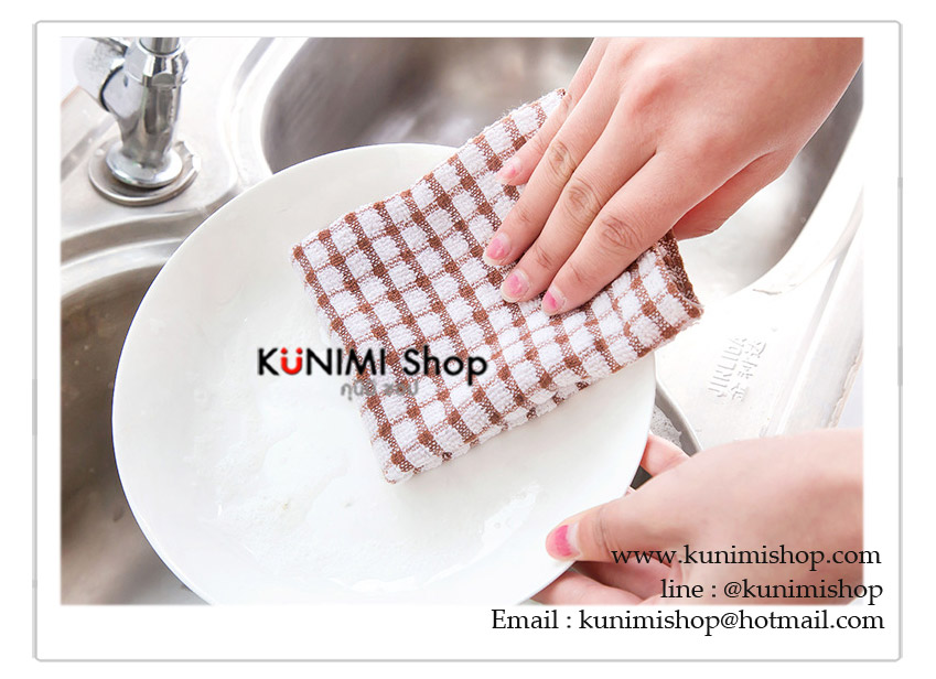  ผ้าขนหนู สำหรับแขวนไว้เช็ดมือ ทำความสะอาดสิ่งของ ซับน้ำ เนื้อผ้าฝ้าย ขนาด ยาว 39 X กว้าง 26.5 ซม.