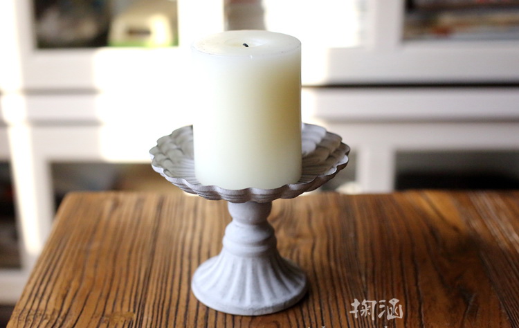 Pre-Order เชิงเทียน ถาดเหล็ก งานปั้มโลหะ ลายดอกไม้ ทำสีเก่า Zakka