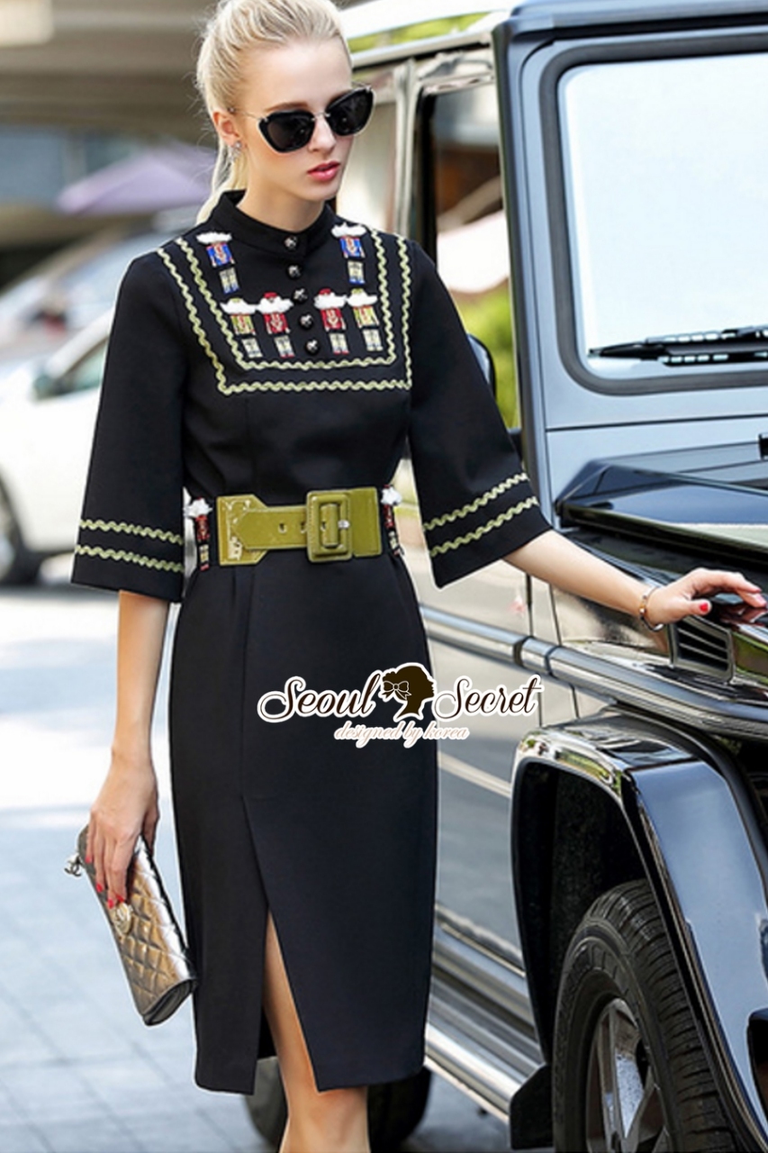 พร้อมส่ง เดรสเชิ้ตเข้ารูปปักและแต่งเป็นลาย British Soldiers