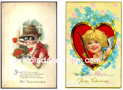 กระดาษสาพิมพ์ลาย rice paper สำหรับทำงาน เดคูพาจ Decoupage แนวภาพ vintage My Valentine จอมโจรสาวน้อยขโมยใจมาให้คุณ กะ คิวปิดสาวผมทอง pladaodesign