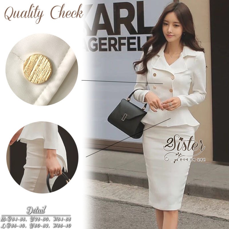 เสือผ้าเกาหลี พร้อมส่ง เซ็ตเสื้อ+กระโปรง