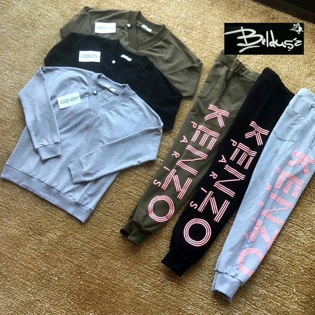 เสื้อผ้าเกาหลี พร้อมส่ง kenzo เสื้อ+กางเกงขายาว เข้ารูป