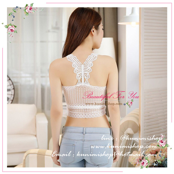 เสื้อซับในผ้าลูกไม้ มี 2 สี ดำ ขาว เสื้อซับในเต็มตัว ด้านหน้ามีผ้าซับอีกชั้นครึ่งตัว ด้านหลังเป็นลายผีเสื้อ ลูกไม้ลายสวย สามารถใส่เดี่ยวๆหรือใส่เสื้อทับอีกชั้นก็ดูดีคะ ขนาด : FREE SISE ( เสื้อยาว 16 นิ้ว รอบอกไม่เกิน 36 นิ้วคะ) ผ้า : ผ้าลูกไม้ มี 2 สี : สีขาว , สีดำ 