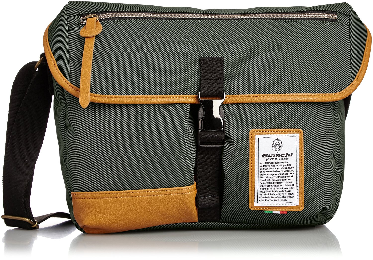 Bianchi - LBTC-03 : A4 Messenger Khaki (สีเขียว/ ขอบหนังสีน้ำตาล)