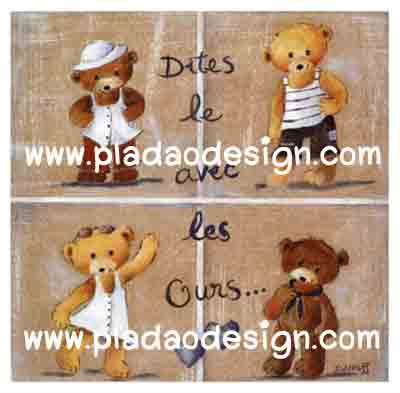 กระดาษสาพิมพ์ลาย rice paper เป็น กระดาษสา สำหรับทำงาน เดคูพาจ Decoupage แนวภาพ น้องหมี เท็ดดี้ แบร์ teddy bear 4 ฤดู มากัน 4 หมี 4 สไตล์ น่ารักมาก (pladao design)