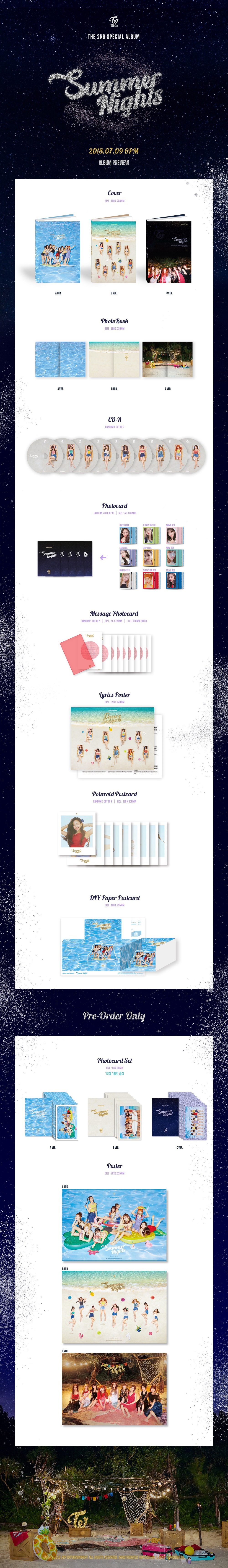 [Pre] TWICE : 2nd Special Album - SUMMER NIGHTS (Random Ver.) +Poster