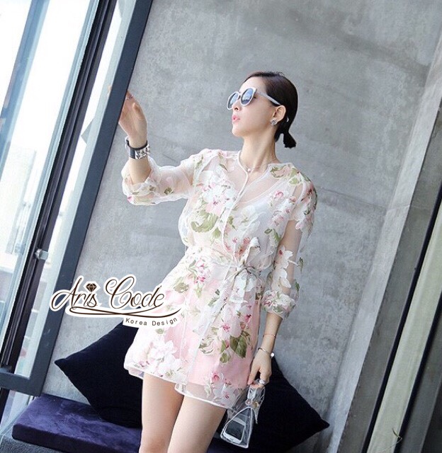 พร้อมส่ง เสื้อคลุมผ้าไหมแก้ว