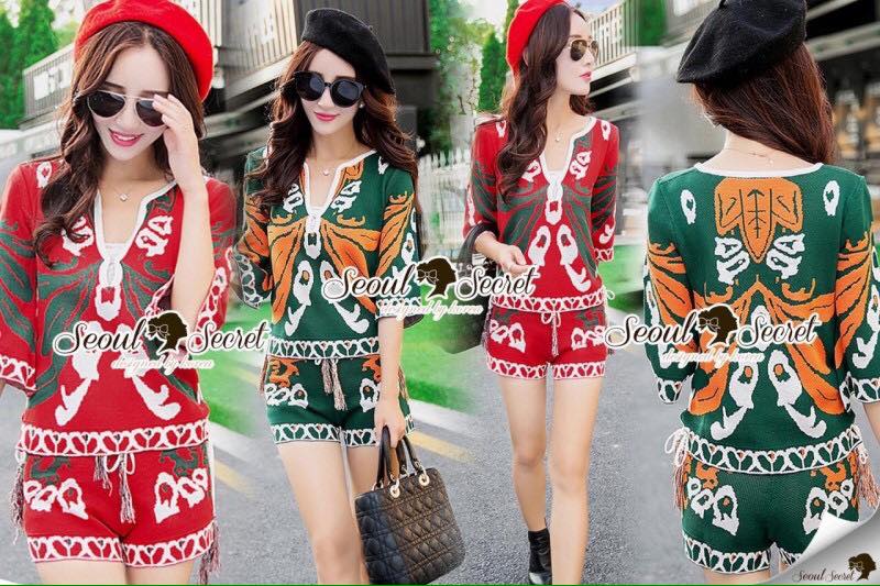 พร้อมส่ง เสื้อผ้าเกาหลี เนื้อผ้าไหมผสมผ้ายืด