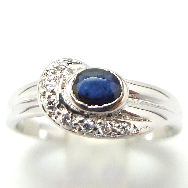 SKJewelryfactory แหวนเงินพลอยไพลินแท้ สไตล์น่ารัก ER01930-BSA