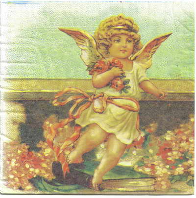 แนวภาพกามเทพ Valentine Love Greeting เป็นภาพครึ่งแผ่น กระดาษแนพกิ้นสำหรับทำงาน เดคูพาจ Decoupage Paper Napkins ขนาด 33X33cm