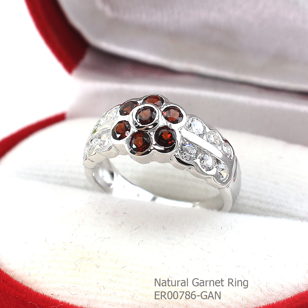 SKJewelryFactory แหวนดอกไม้ พลอยโกเมนแท้ แหวนพลอยโกเมนแท้ ER00786-GAN