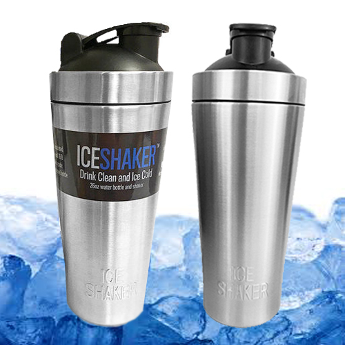 แก้วเก็บความเย็น Ice shaker สีเงิน เก็บเย็นนานกว่า 30 ชั่วโมง