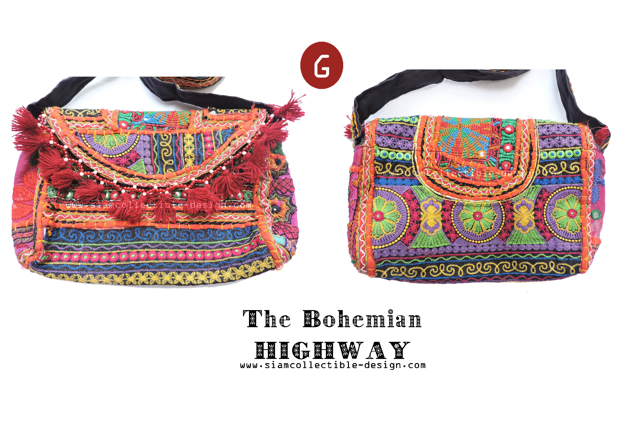กระเป๋าสะพาย ผ้าปักมือเนปาล/อินเดีย VTB G / Vintage purse Messenger Cross body Bag VTB G