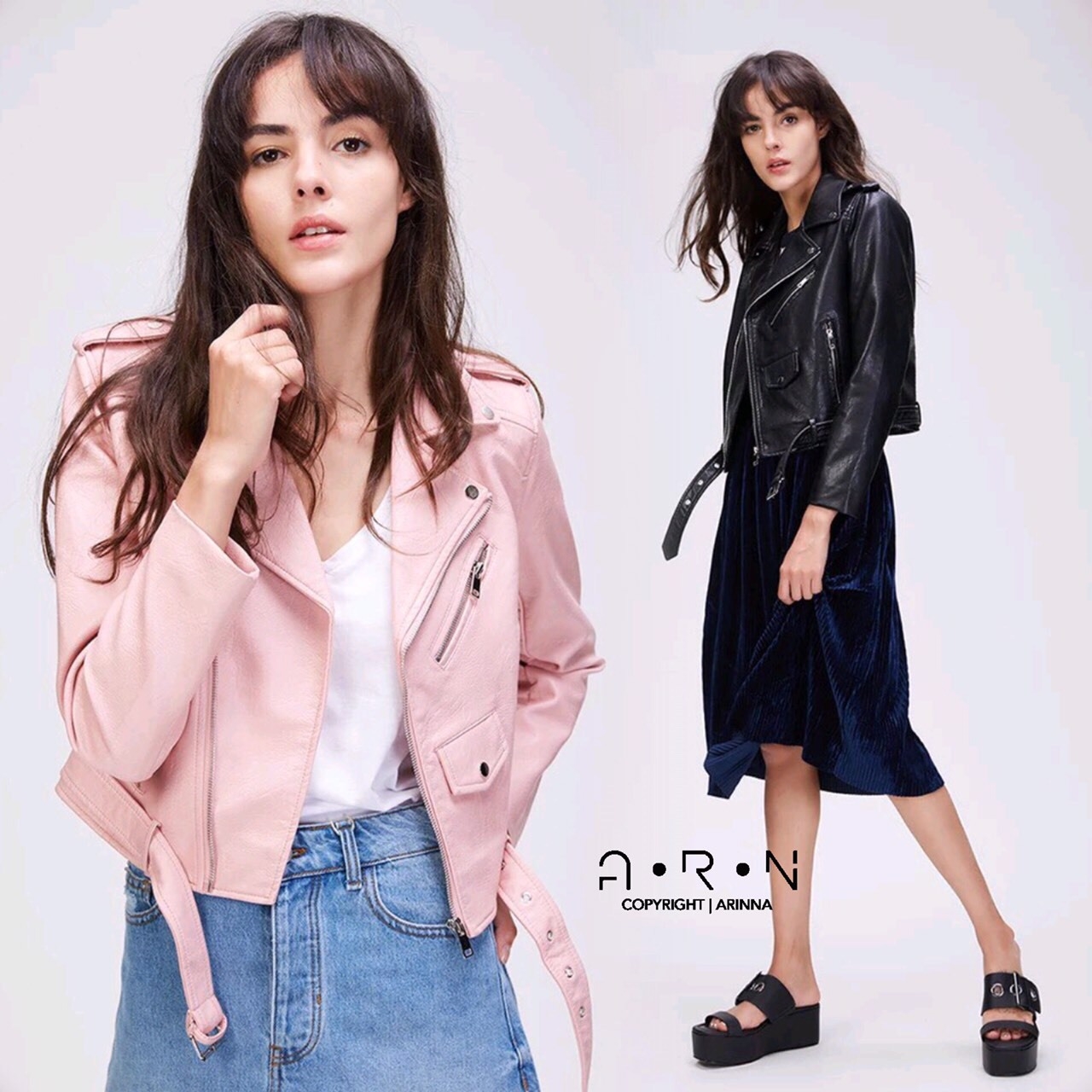 เสื้อเกาหลี ZARA Leather Jacket แจ็คเก็ตหนัง พร้อมส่ง