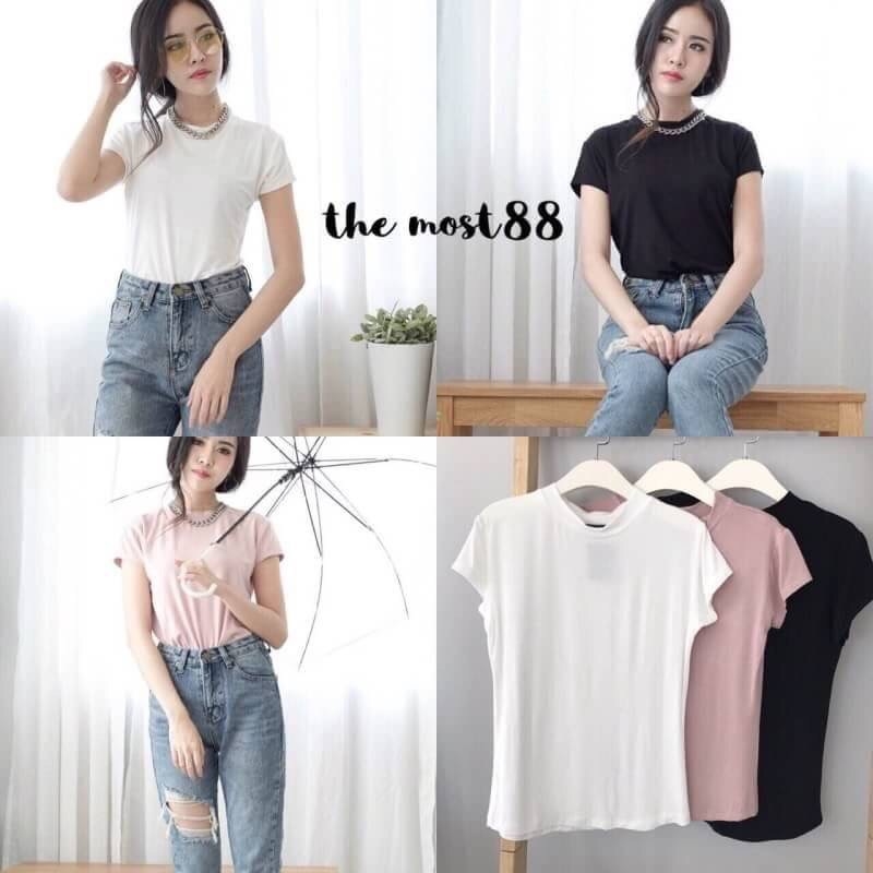เสื้อเกาหลี พร้อมส่ง เสื้อยืด เบสิคสไตล์ topshop