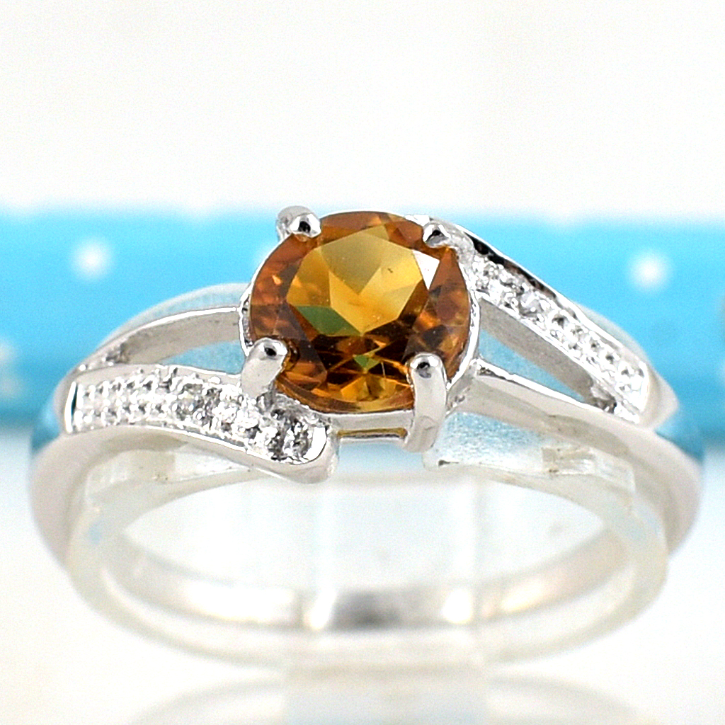SKJewelryfactory แหวนซิทรินแท้ แหวนพลอยกลม สไตล์น่ารัก ER02415-CIT